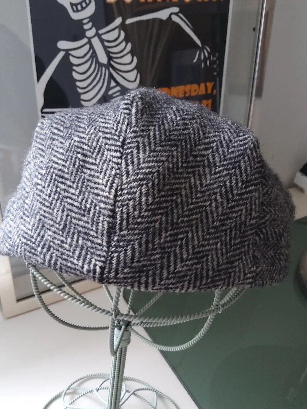 Vintage Wool Herringbone Tweed Newsboy Cap Made USA